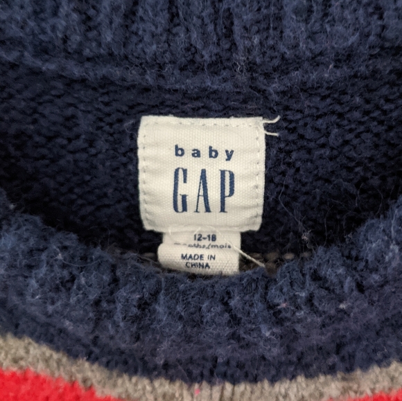 Gap navy red & grey striped sweater - Picture 2 of 2